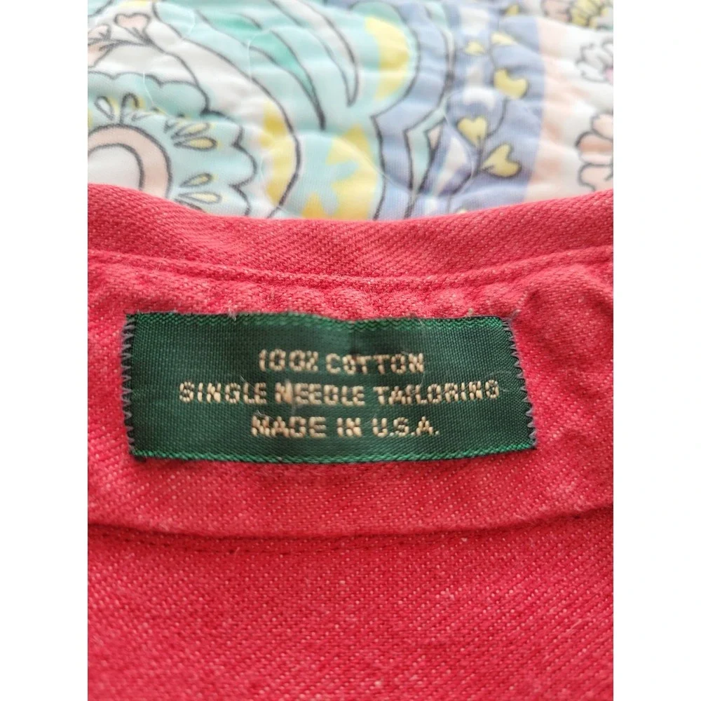 Vtg J Crew Oarsman Oxford Button Down Mens Shirt Sz L Red Heavy Cotton USA 90s